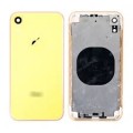 iphone XR Housing with back glass,charging port and power volume flex cable[Yellow][high Quality]
